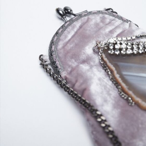 ZARA Velvet Mini Bucket Bag with Kiss Lock BNWT - Picture 5 of 10